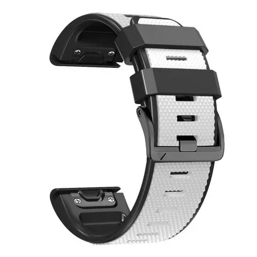 Banda de Reloj Garmin Fenix 7 Pro 26mm silicona dos colores con hebilla de tornillo (Blanco + Negro)