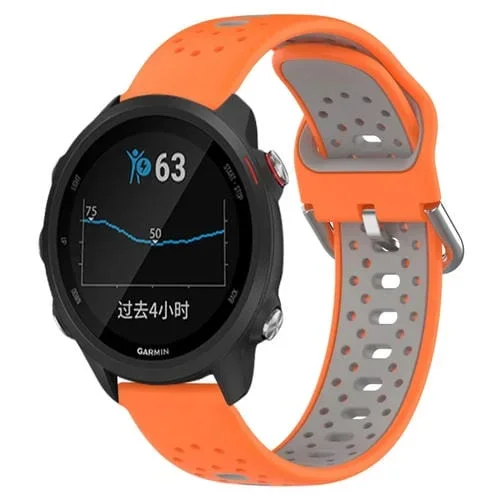Banda de Reloj Garmin Forerunner 245 Music 20mm Silicona Transpirable Dos Colores (Naranja + Gris)