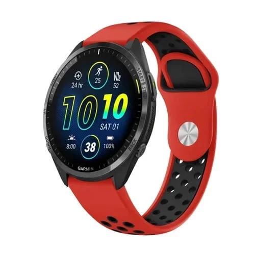 Banda de Reloj Garmin Forerunner 965 22mm silicona transpirable (Rojo + Negro)