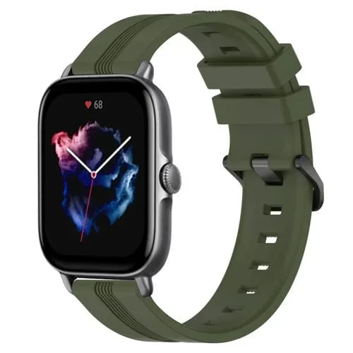 Banda de Reloj para Amazfit GTS 3 20mm silicona rayas cóncavas (Armygreen)