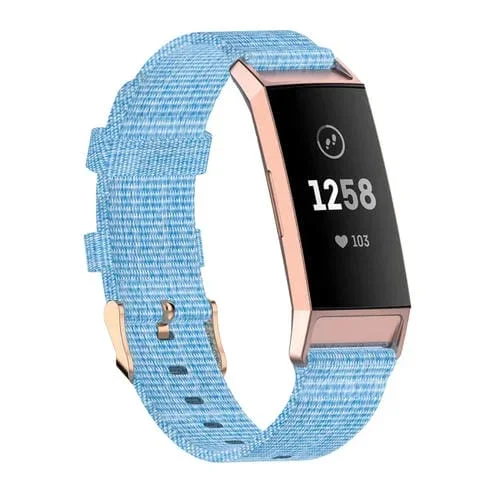 Banda de Reloj para Fitbit Charge 4 / Charge 3 / Charge 3 Se Nylon Trenzada Cabezal de Plástico (Azul Claro)
