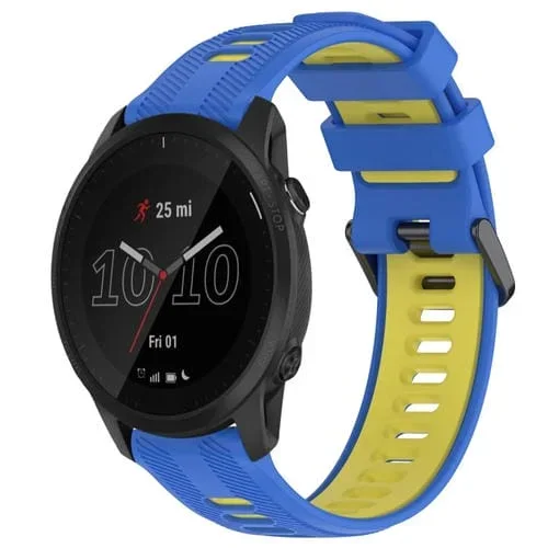 Banda de Reloj para Garmin Forerunner 945 Sports Silicona Dos Colores (Azul + Amarillo)