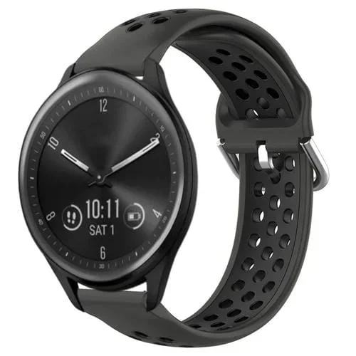 Banda de Reloj para Garmin Vivomove Sport 20mm Silicona Deportiva Transpirable (Negro)