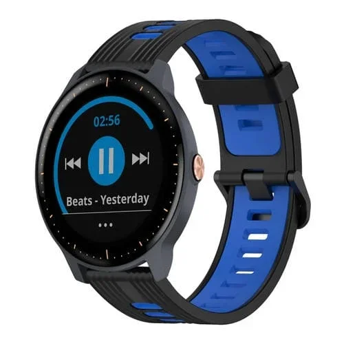 Banda de Reloj silicona Garmin Vivoactive 3 Música 20mm patrón vertical (Negro+Azul)