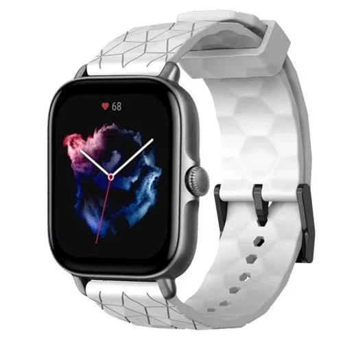 Banda de Reloj silicona para Amazfit GTS 3 20mm patrón fútbol (Blanco)
