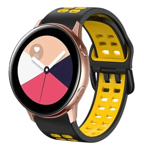 Banda de Reloj Silicona para Galaxy Watch Active 2 20mm Dos Colores (Negro + Amarillo)