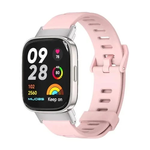 Banda de Reloj TPU para Redmi Watch 3 Mijobs con Orificio Plano (Rosa + Plata)