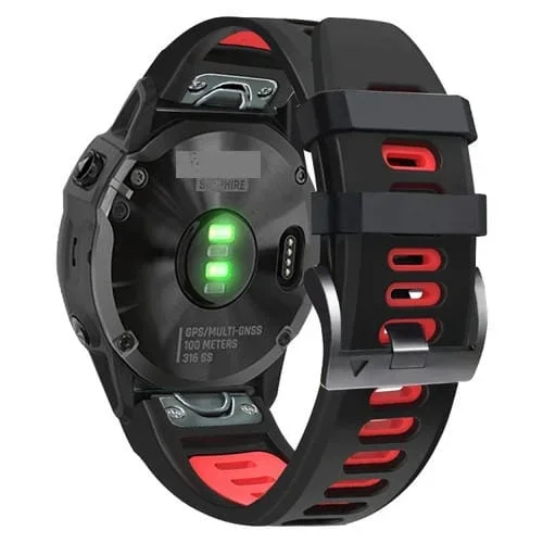 Banda de Silicona Deportiva 22mm para Garmin Fenix 5 Más (Negro+Rojo)