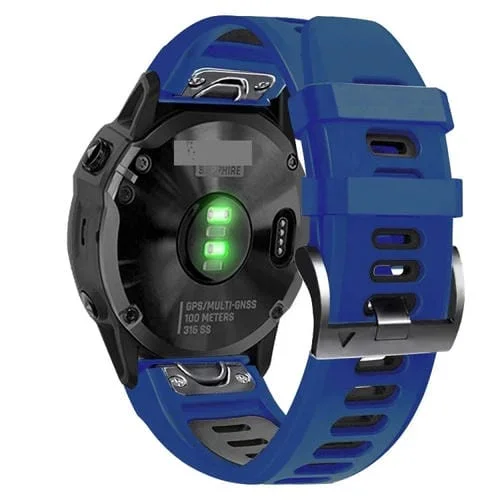 Banda de Silicona Sports para Garmin Fenix 6 Pro 22mm (Midnight Blue+Black)