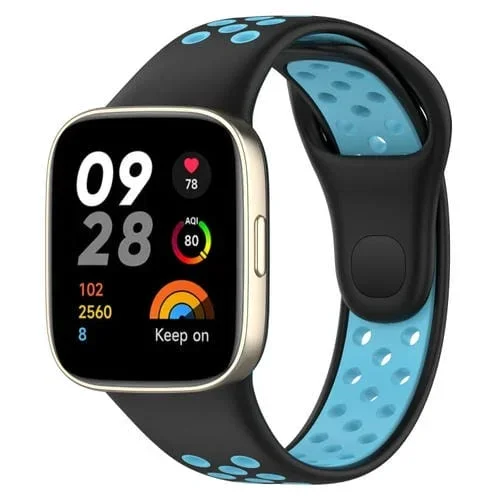 Banda para Redmi Watch 3 Sports de Silicona Dos Colores (Negro + Azul)