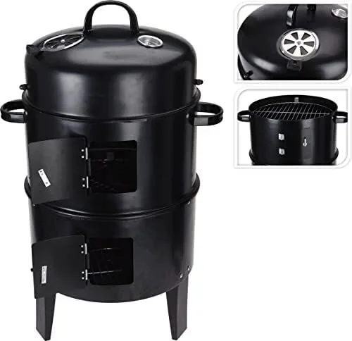 Barbacoa tipo barril para ahumar color negra bbq