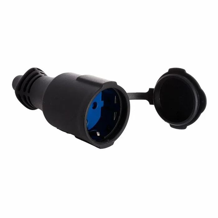 Base de enchufe solera 5707c 250 v negro con tapa 4,8 mm 16 a ip44