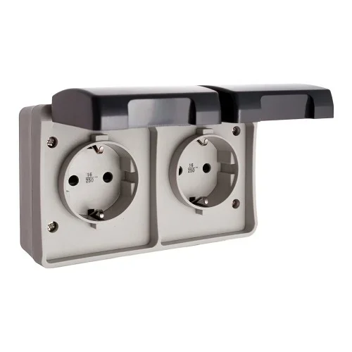 Base fija estanca doble t/tl 16 a 250 v ip44 (retractilada