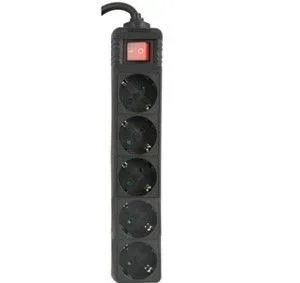 Base Multiple 5 Enchufes Interruptor Cable 1,5m NEGRO