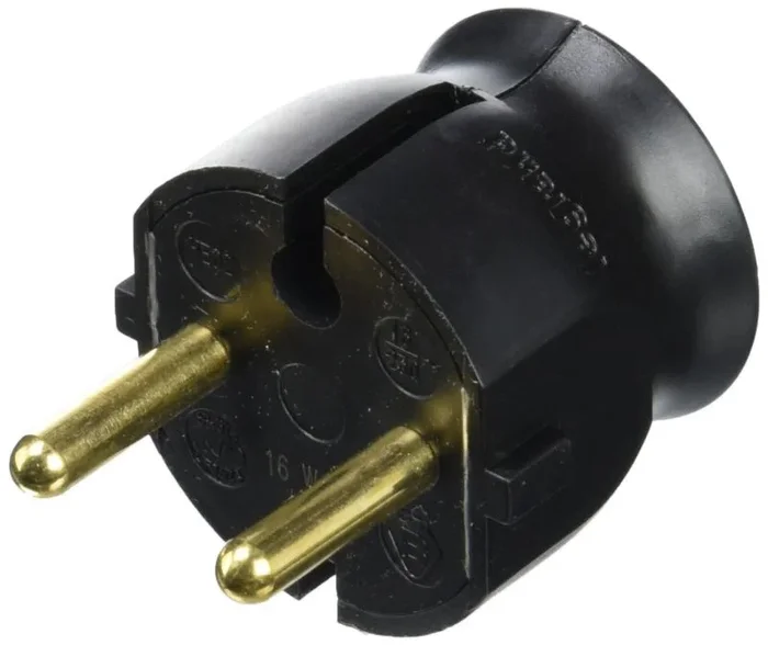 Bases y clavijas – Enchufe extraplano, potencia máxima de trabajo de 3680W y 16A a 230V, color negro – Legrand, 050184.