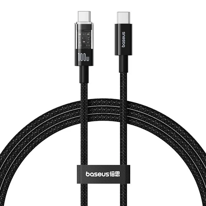 Baseus gem cable de carga rápida usb c a usb c 1 m 100 w negro