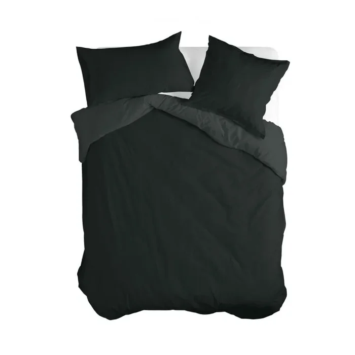 Basic Funda nórdica Negro Negro, 155×220 cm (Cama 80/90), 100% Algodón, Calidad de 150