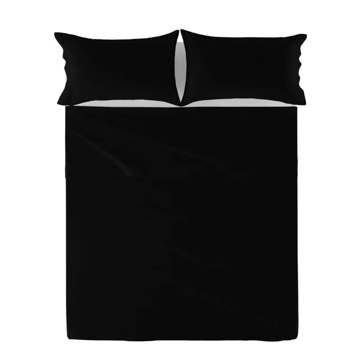 Basic Sábana Negro Negro, 180×270 cm (Cama 105), 100% Algodón, Calidad de 150
