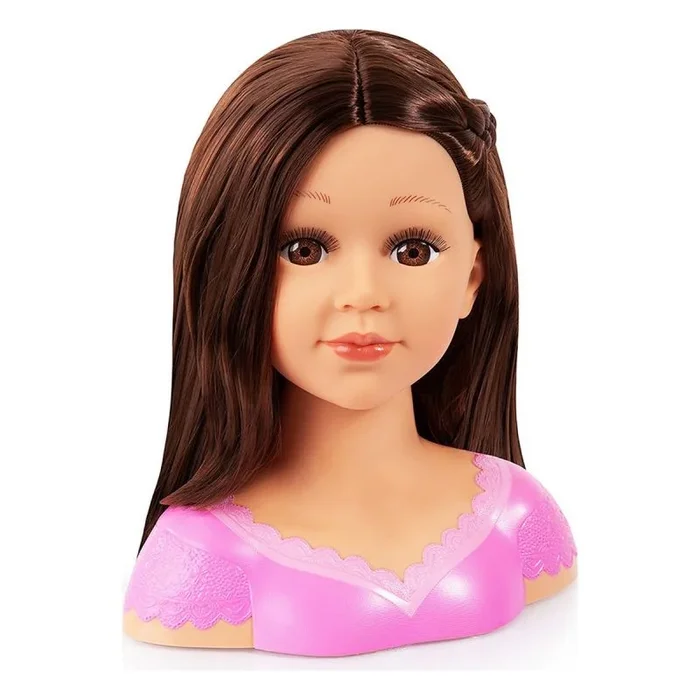 Bayer Design 90088Ak, Charlene Super Model, Busto Muñeca Peinar y Maquillar Comassessorios, Marrón, 27Cm, Color Cabello Castaño