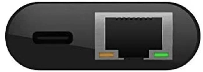 Belkin INC001btBK – Adaptador USB-C a Ethernet y carga (60 W de corriente por pass-through para los dispositivos conectados conexión Ethernet a 1000 Mbps, adaptador de Ethernet para MacBook Pro)