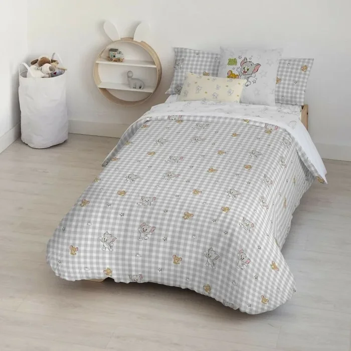 BELUM | Funda nórdica con Botones 100% algodón Modelo Tom Jerry Vichy Cama de 80 (140×200 cm); Funda nórdica Ligera y Confortable; Funda nórdica licencias Oficiales…