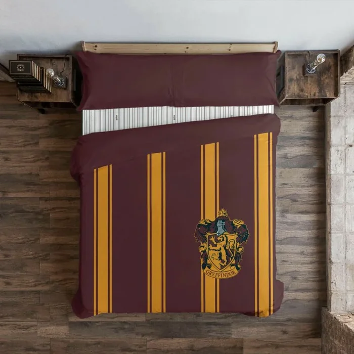 BELUM | Funda nórdica Harry Potter, Funda nórdica con Botones 100% algodón Modelo Gryffindor Rayas para Cama de 80 (140×200 cm.)