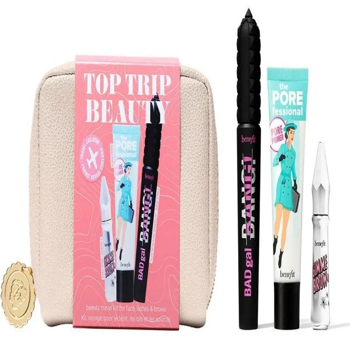 Benefit Top Trip Beauty Set: imprimación de 22 ml + máscara de pestañas de 8,5 g + cejas Gimme + bolsa de 3 g