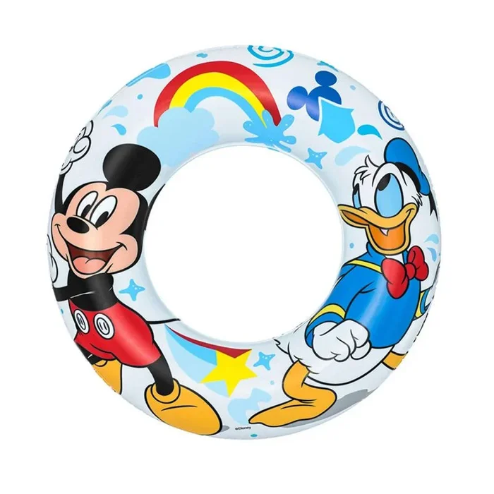 BESTWAY 91004 – Flotador Hinchable Infantil Mickey and the Roadster Racers 56 cm Diseño Multicolor Para Niños y Niñas de + 3 Años Con Válvula para Inflado Fácil