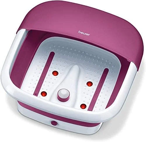 Beurer FB 30 Hidromasaje para pies plegable con calentamiento del agua, masaje vibratorio y con burbujas, plantilla de masaje para pies, puntos de luz infrarroja, estación de pedicura integrada