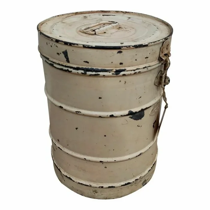 Bidón decorativo alexandra house living crema hierro estilo artesanal 26 x 34 x 26 cm