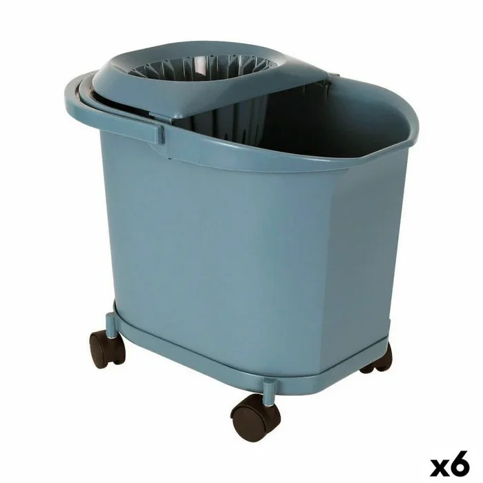 BigBuy Cleaning Cubo de Fregar 16 L Azul (6 Unidades)