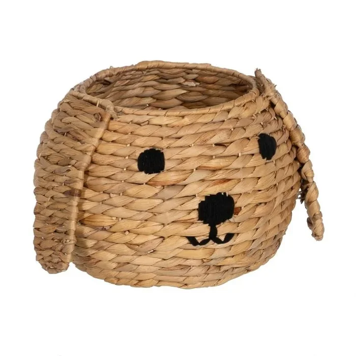 BigBuy Home Cesto Perro Negro Beige Fibra Natural 27 x 27 x 19 cm