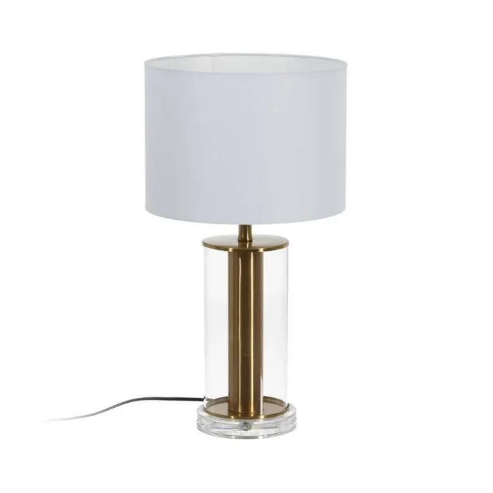 BigBuy Home Lámpara de Mesa Blanco Dorado Cristal Hierro 40 W 28 x 28 x 51 cm
