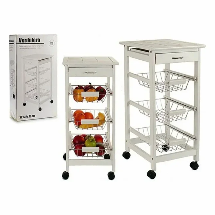 BigBuy Home S3606472 Carrito Verdulero Soporte de 3 Pisos, Materiales Varios, Multicolor, 37 x 76 x 37 cm