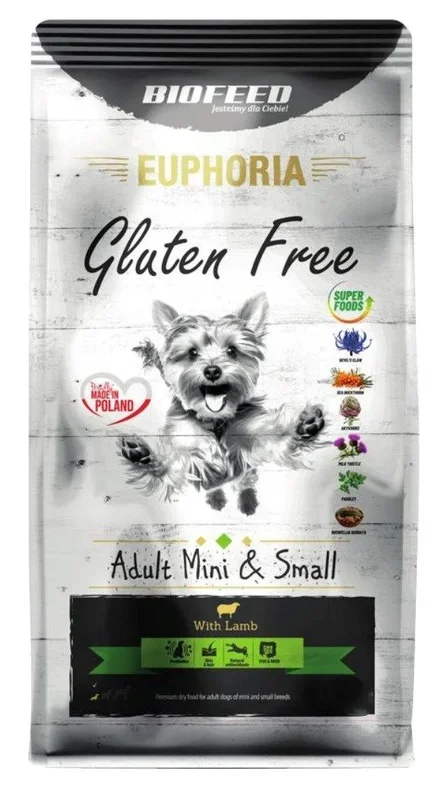 Biofeed euphoria gluten free adult mini & small lamb – alimento seco para perros – 12kg