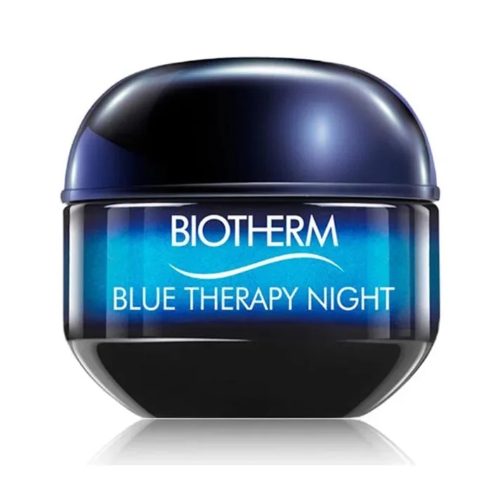 Biotherm, Blue Therapy Crema de Noche Hidratante y Antiedad, Reduce Arrugas y Manchas Oscuras, Enriquecida con Life Plankton, Todo Tipo de Pieles, 50 ml