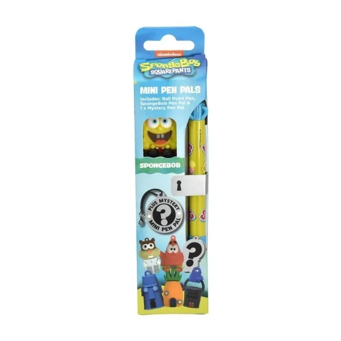 Biros de Bob Esponja con 2 figuras coleccionables, bolígrafo con el diseño de la popular serie infantil, mercancía oficial, ideal para los fans