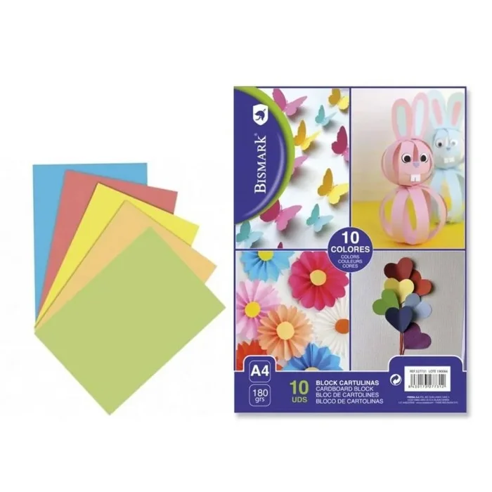 Bismark block cartulina colores 10 hojas a4 -24u-