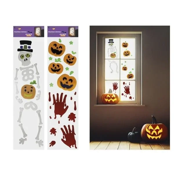 Bismark pack con pegatinas de halloween para ventanas – pegatinas de silicona – 2 diseã±os aleatorios