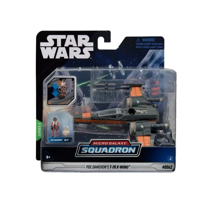 Bizak Star Wars Micro Galaxy Squadron PoE Dameron T-70 X-Wing – Vehículo de 12 cm con Dos Figuras de PoE Dameron y BB8 (62610040)