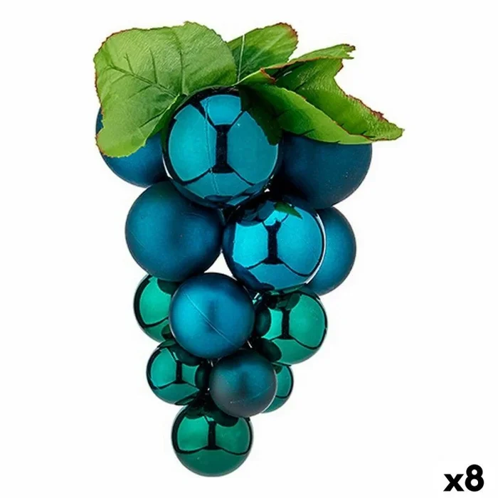 Bola de navidad uvas grande azul plástico 22 x 33 x 22 cm (8 unidades)
