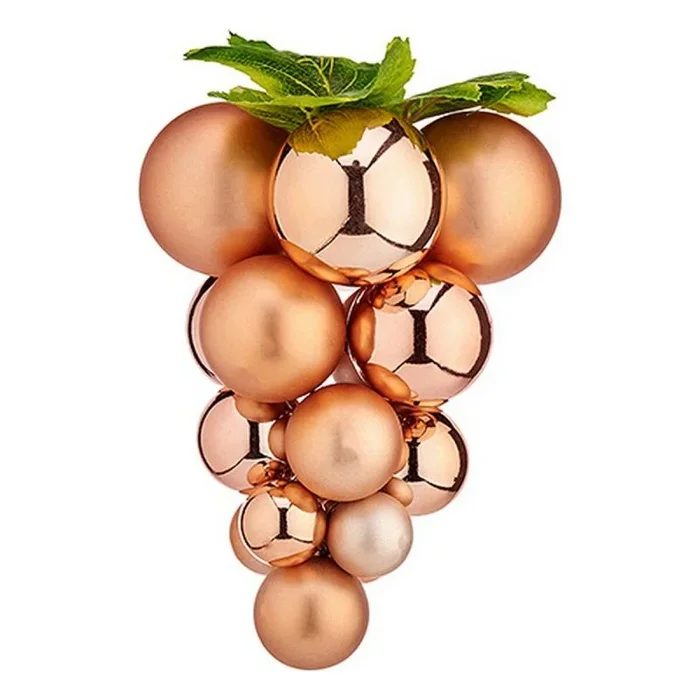 Bola de navidad uvas pequeño marrón plástico 18 x 12 x 20 cm