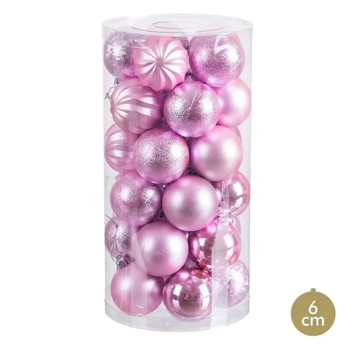 Bolas de navidad rosa plástico ø 6 cm (30 unidades)