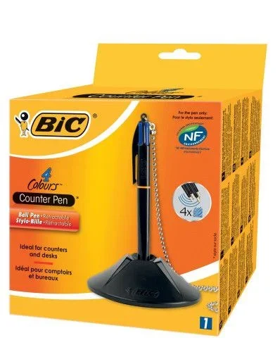 Boligrafo 4 tintas counter con peana trazo 0,4 mm. 4 tintas en azul bic 918515