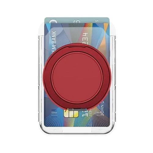 Bolsa de Tarjeta Magnética PC Transparente con Soporte de Anillo Giratorio 360 (Rojo)