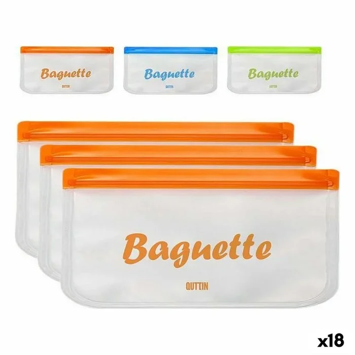 Bolsa reutilizable para alimentos quttin 3 piezas 30 x 15 cm (18 unidades)