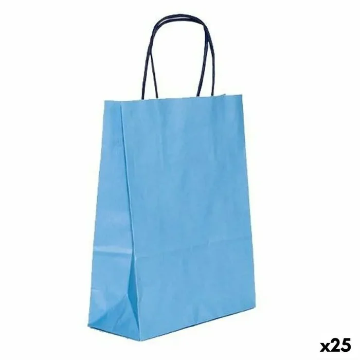 Bolsas fama 21 x 11 x 29 cm papel azul claro con asas 25 unidades