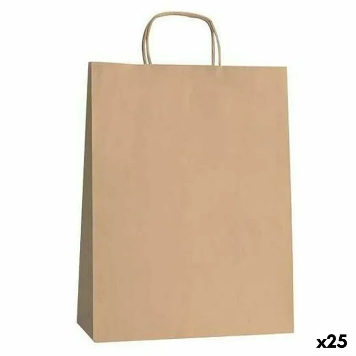 Bolsas fama 21 x 11 x 29 cm papel marrón claro con asas 25 unidades