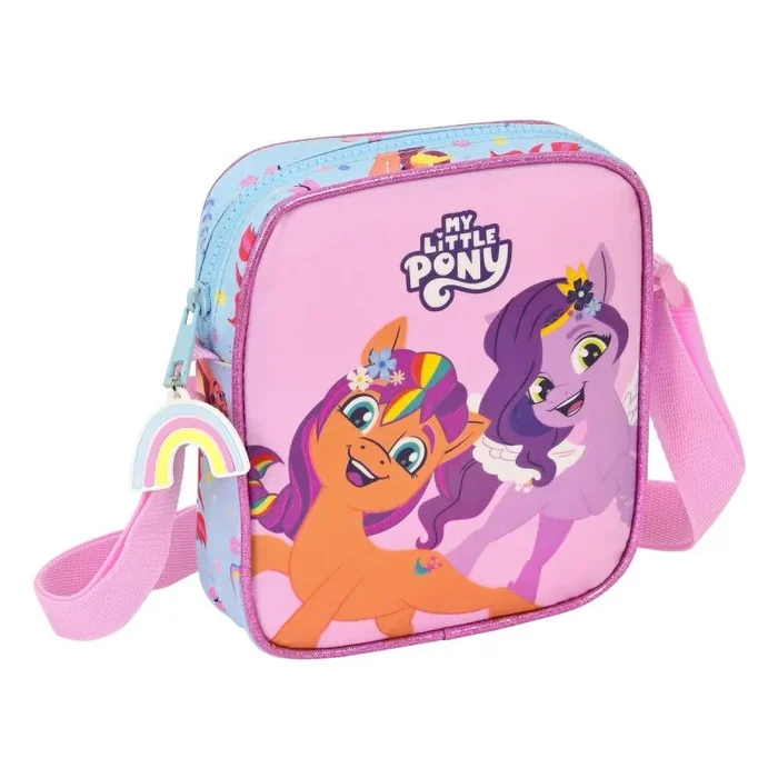 Bolso bandolera my little pony wild & free azul rosa 16 x 18 x 4 cm