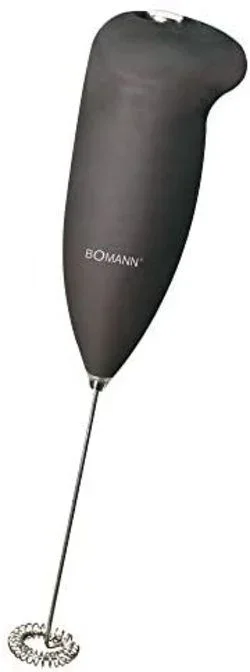 Bomann MS 344 Espumador de Leche, Funciona con 2 Pilas AA, Acero Inoxidable, Negro